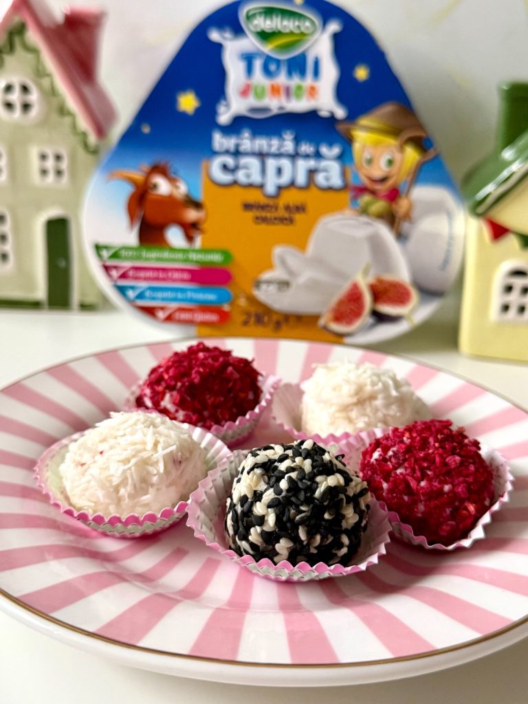 Gustare pentru copii cu brânză de capră – biluțe dulci fără coacere
