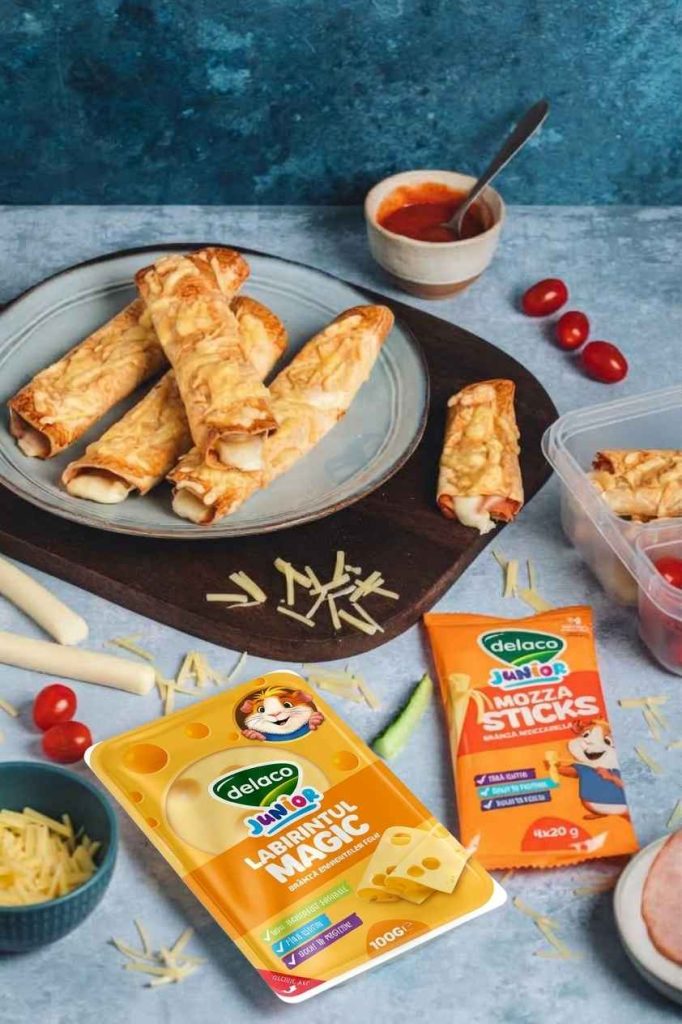 pizza rolls pentru pachețelul de școală cu Mozza Sticks Delaco Junior